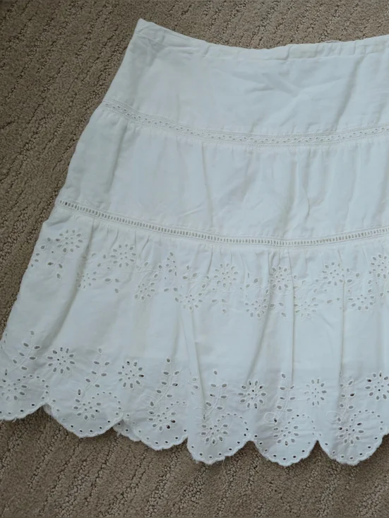 American Eagle Skirt Eyelet Tiered Fairy 0 Feathers Boho Vintage Y2k Scallop Hem - Picture 8 of 13